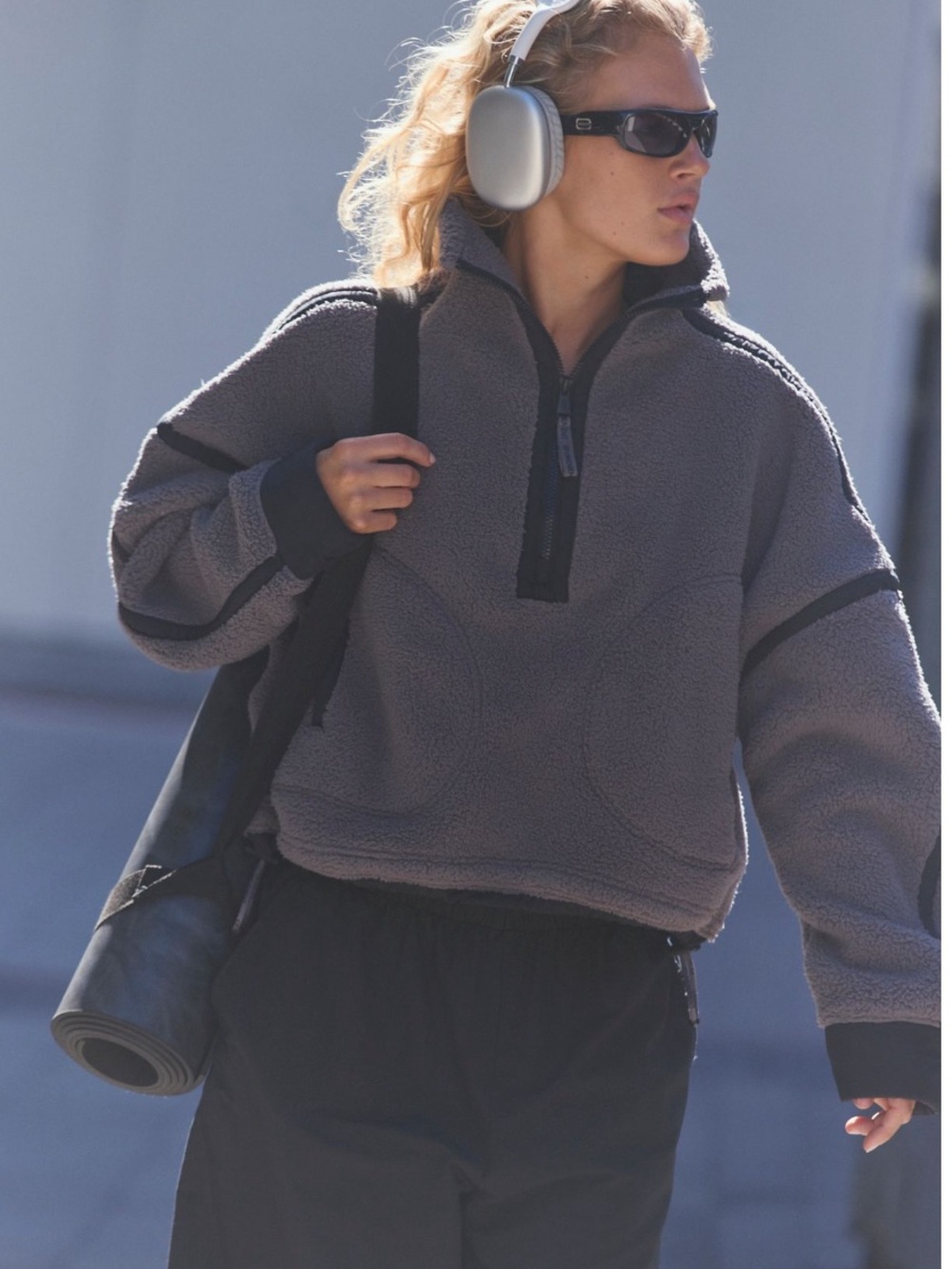 Free People FP Movement Mountain High  Half-Zip Fleece Gunmetal Combo